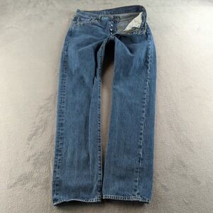 Levis 501 Jeans Mens‎ 32x34 (Fits 30x34) Blue Straight Button Fly Denim Faded